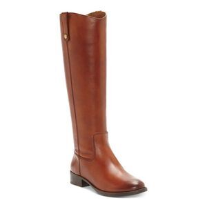 NWT INC Womens Brown At Sides Fawne Toe Block Heel Leather Riding Boot 5 M